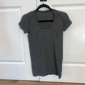 Lululemon Swiftly Top - Striped Black and Gray Women's Top